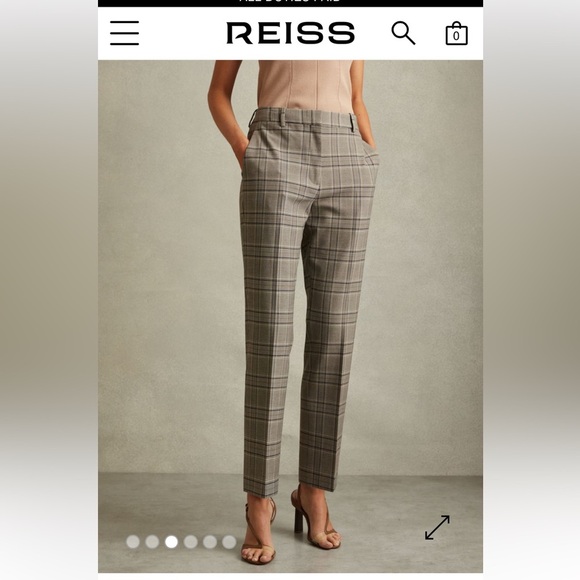 Reiss Plaid Trousers, Ankle length Size 4, office  corporate chic, Grey & Black - Picture 1 of 15